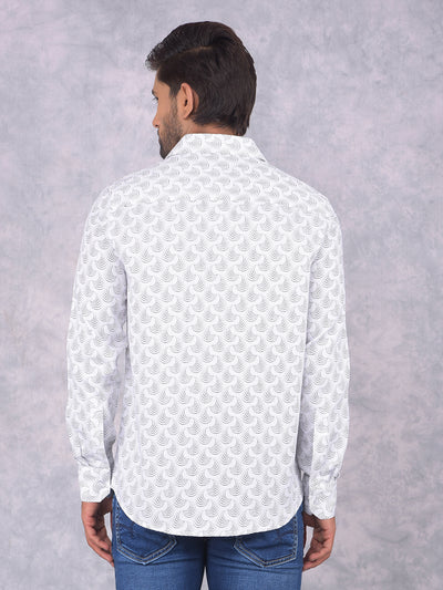 White Printed 100% Cotton Shirt-Men Shirts-Crimsoune Club