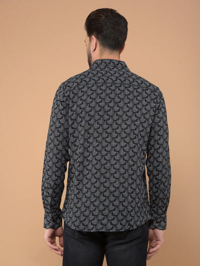 Black Printed 100% Cotton Shirt-Men Shirts-Crimsoune Club