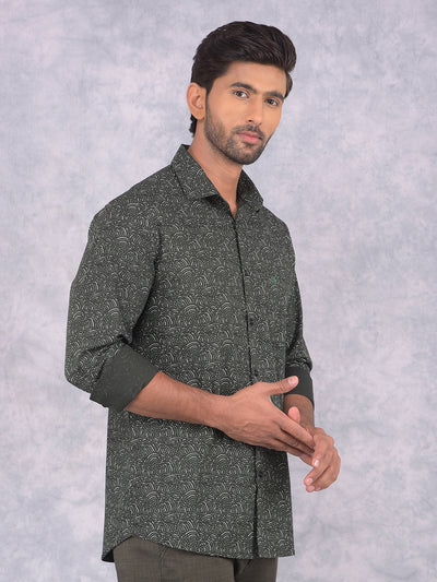 Green Printed Shirt-Men Shirts-Crimsoune Club