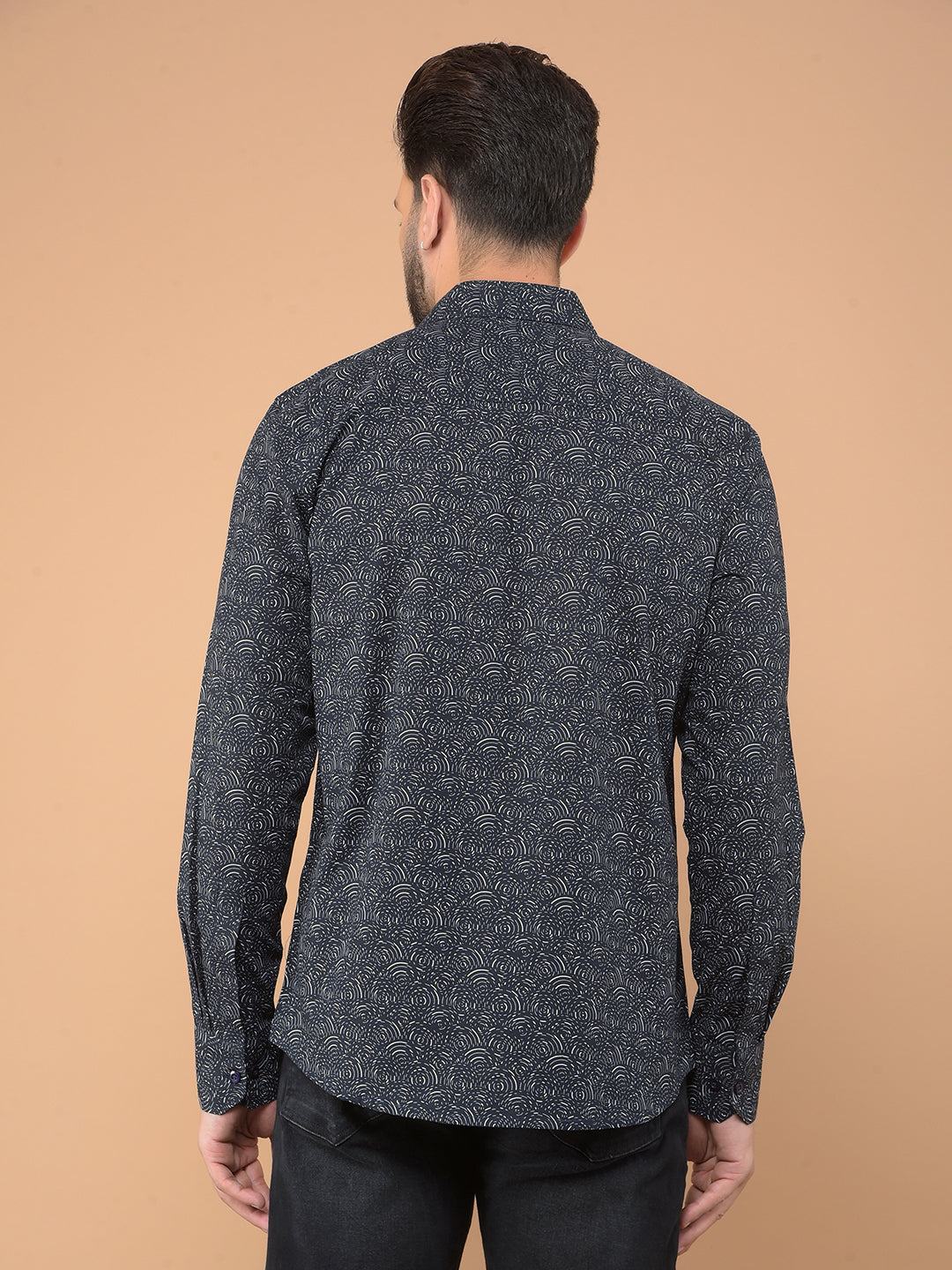 Navy Blue Printed Shirt-Men Shirts-Crimsoune Club