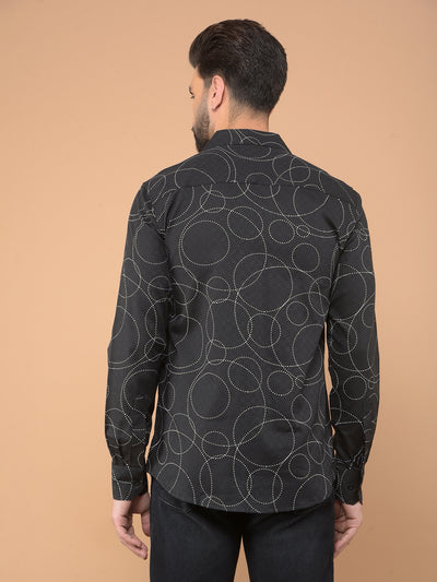 Black Printed Shirt-Men Shirts-Crimsoune Club