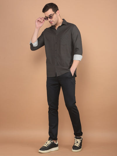 Brown Printed 100% Cotton Shirt-Men Shirts-Crimsoune Club