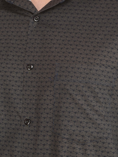 Brown Printed 100% Cotton Shirt-Men Shirts-Crimsoune Club