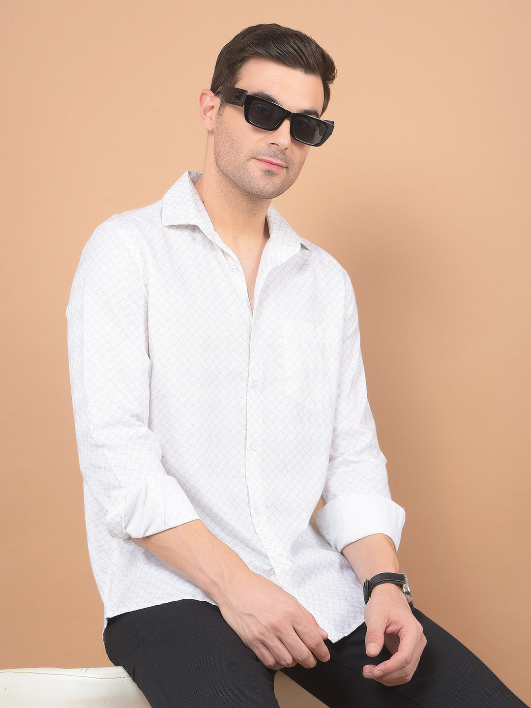 White Printed Shirt-Men Shirts-Crimsoune Club