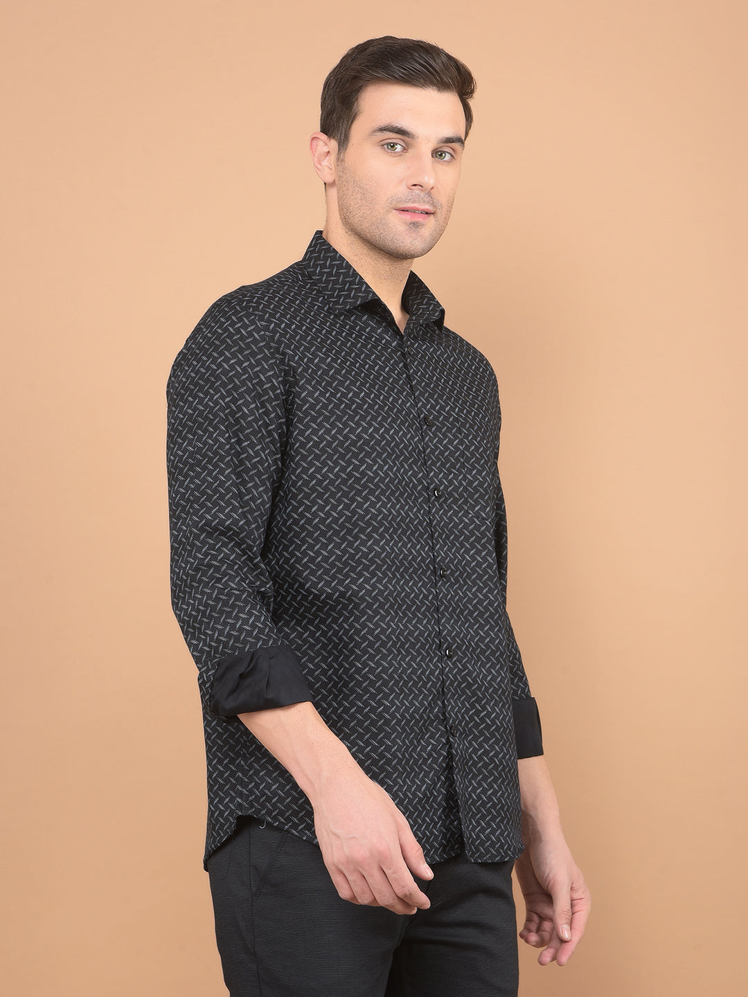 Black Printed Shirt-Men Shirts-Crimsoune Club