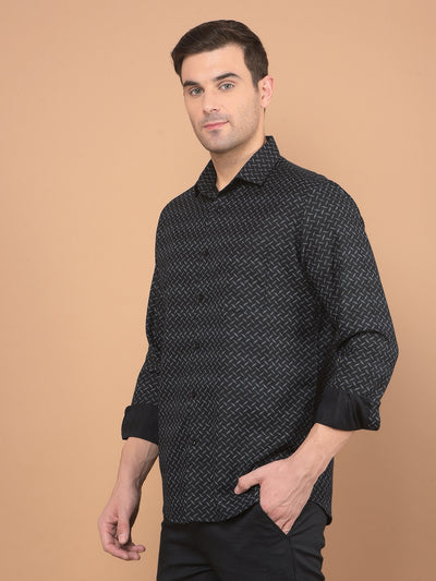 Black Printed Shirt-Men Shirts-Crimsoune Club