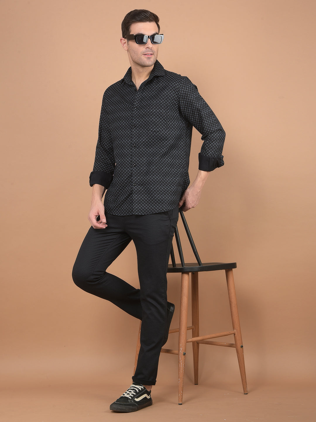 Black Printed Shirt-Men Shirts-Crimsoune Club