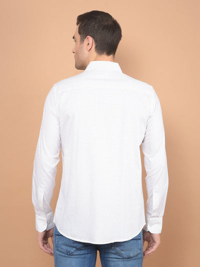 White Printed 100% Cotton Shirt-Men Shirts-Crimsoune Club