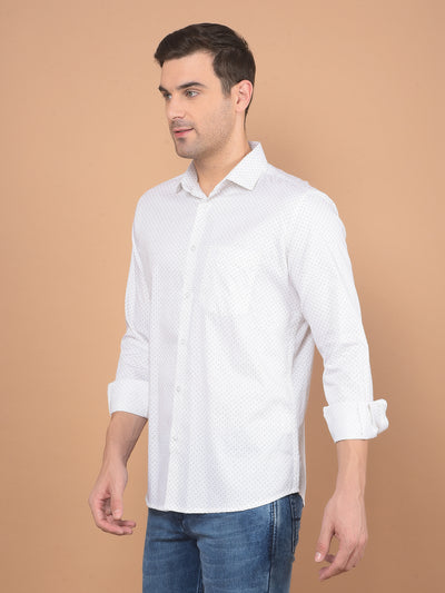 White Printed 100% Cotton Shirt-Men Shirts-Crimsoune Club