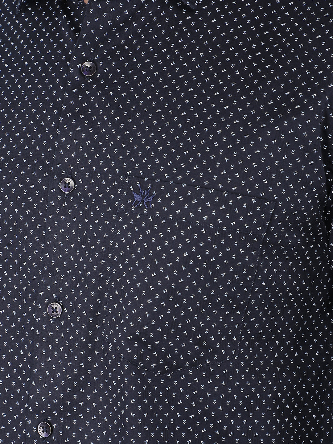 Navy Blue Printed 100% Cotton Shirt-Men Shirts-Crimsoune Club