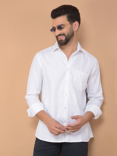 White Printed 100% Cotton Shirt-Men Shirts-Crimsoune Club