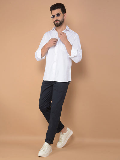 White Printed 100% Cotton Shirt-Men Shirts-Crimsoune Club