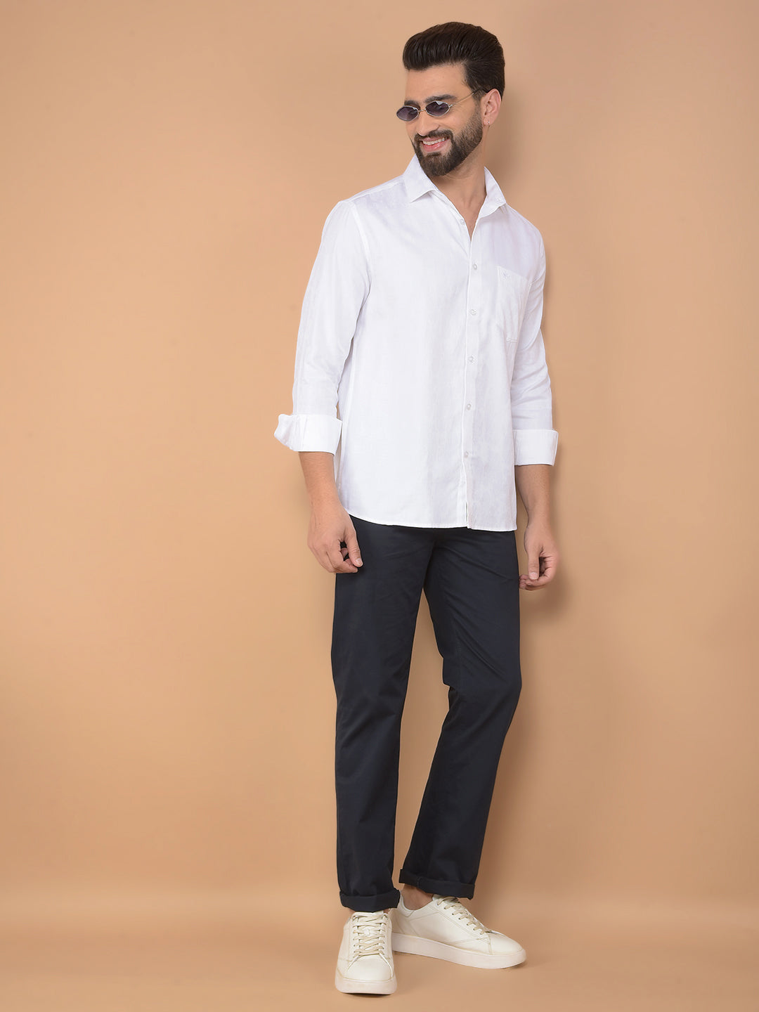 White Printed 100% Cotton Shirt-Men Shirts-Crimsoune Club