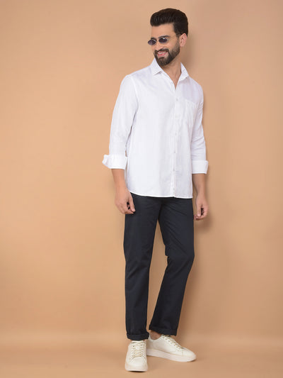 White Printed 100% Cotton Shirt-Men Shirts-Crimsoune Club