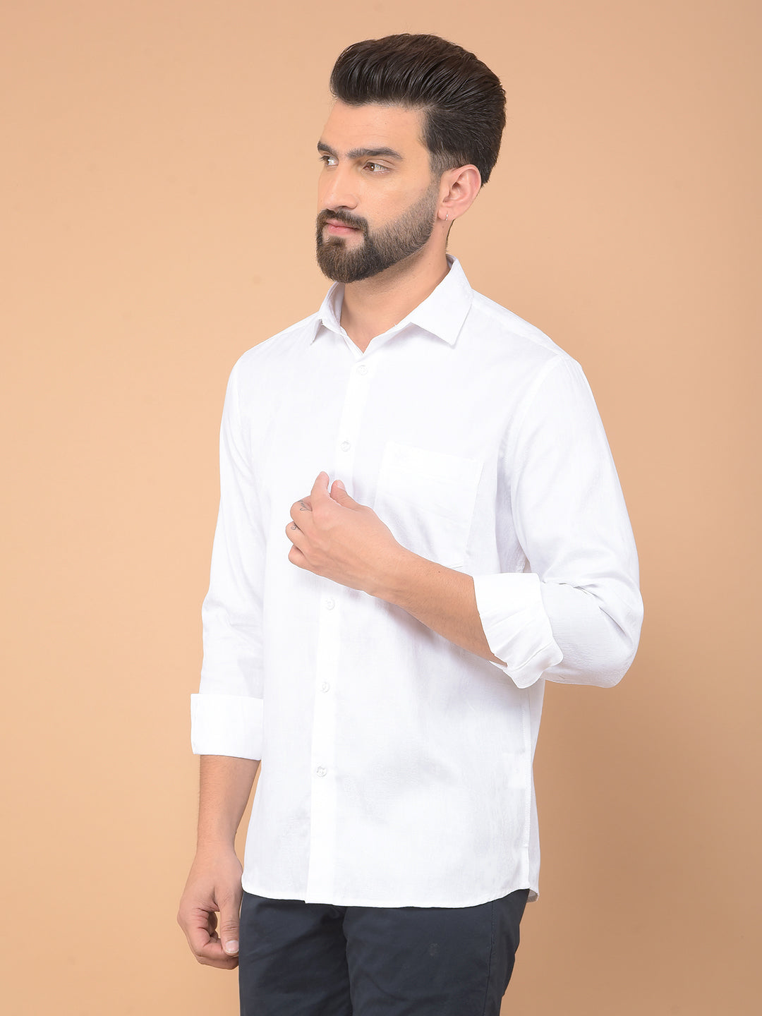 White Printed 100% Cotton Shirt-Men Shirts-Crimsoune Club