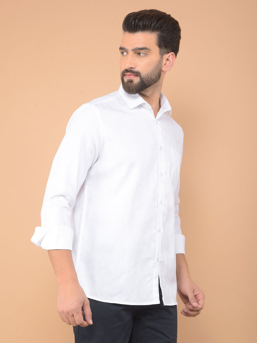 White Printed 100% Cotton Shirt-Men Shirts-Crimsoune Club