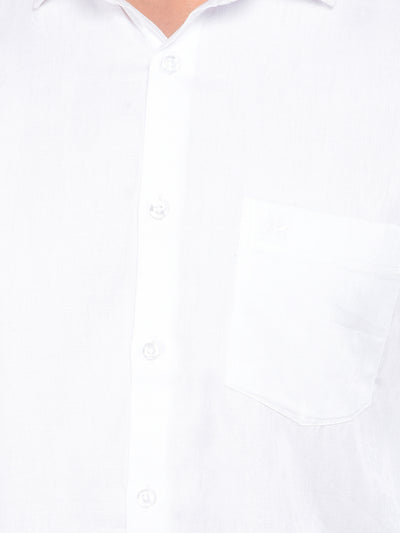 White Printed 100% Cotton Shirt-Men Shirts-Crimsoune Club