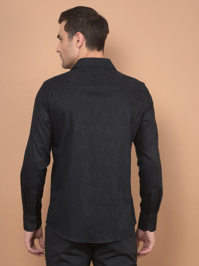 Black Printed 100% Cotton Shirt-Men Shirts-Crimsoune Club