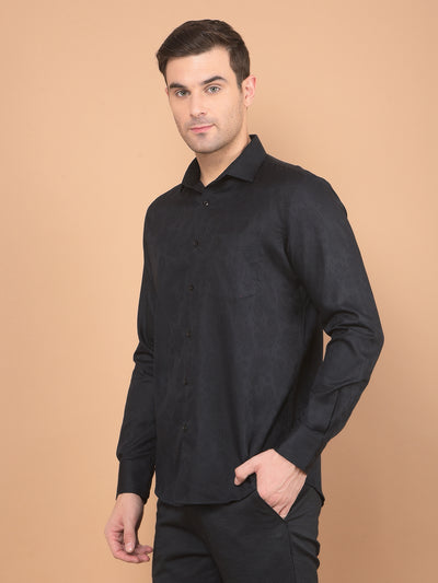 Black Printed 100% Cotton Shirt-Men Shirts-Crimsoune Club