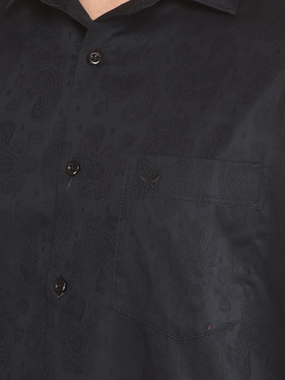 Black Printed 100% Cotton Shirt-Men Shirts-Crimsoune Club