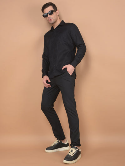 Black Printed 100% Cotton Shirt-Men Shirts-Crimsoune Club