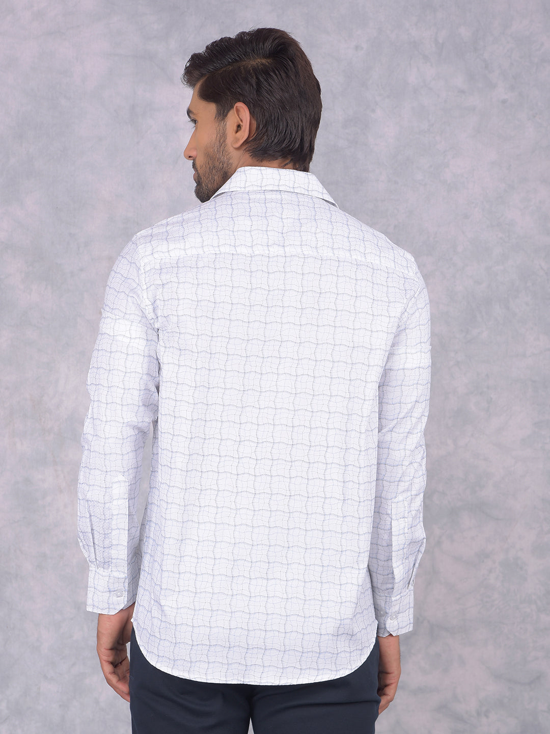 White Printed 100% Cotton Shirt-Men Shirts-Crimsoune Club