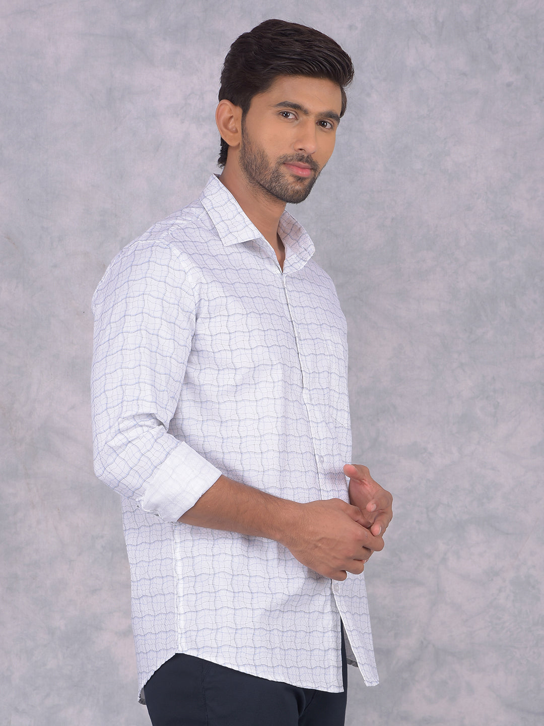 White Printed 100% Cotton Shirt-Men Shirts-Crimsoune Club