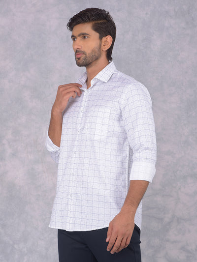 White Printed 100% Cotton Shirt-Men Shirts-Crimsoune Club