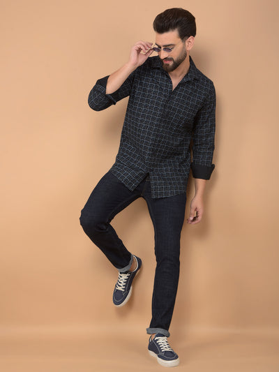 Black Printed 100% Cotton Shirt-Men Shirts-Crimsoune Club