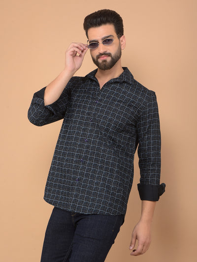 Black Printed 100% Cotton Shirt-Men Shirts-Crimsoune Club