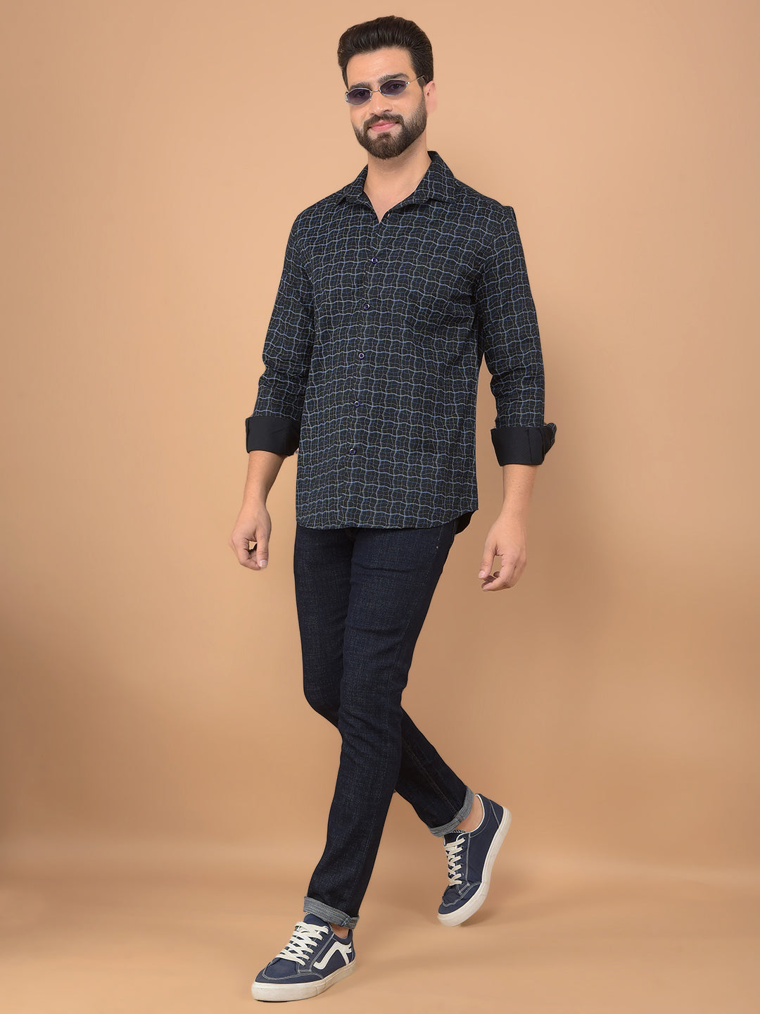 Black Printed 100% Cotton Shirt-Men Shirts-Crimsoune Club