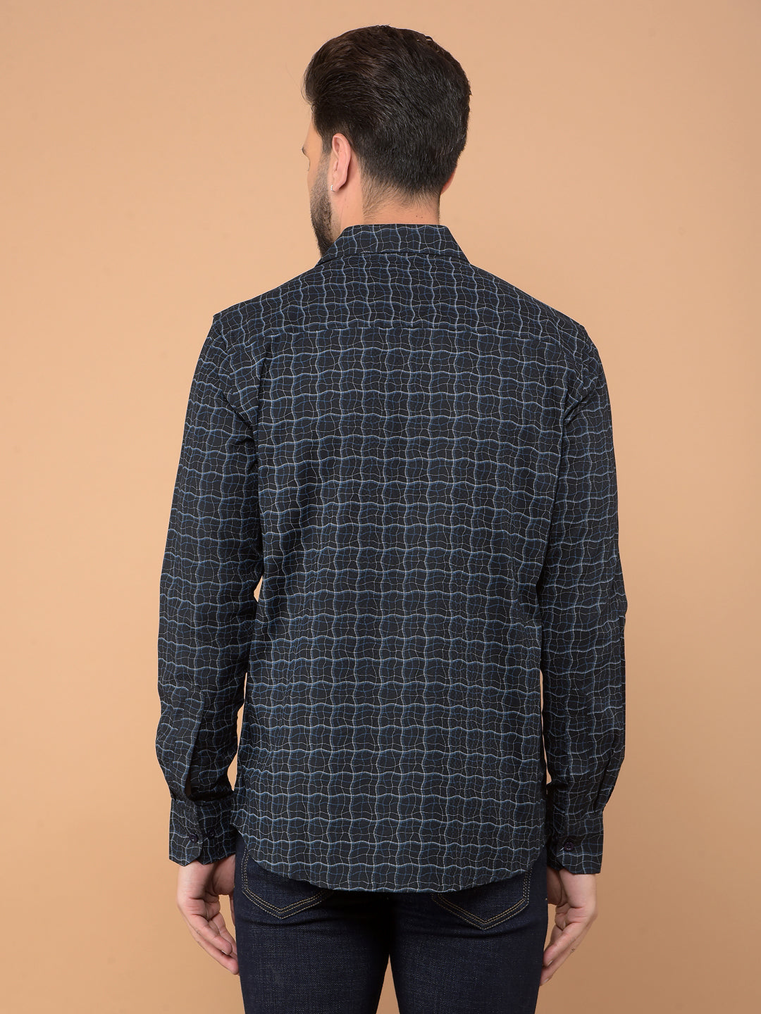 Black Printed 100% Cotton Shirt-Men Shirts-Crimsoune Club