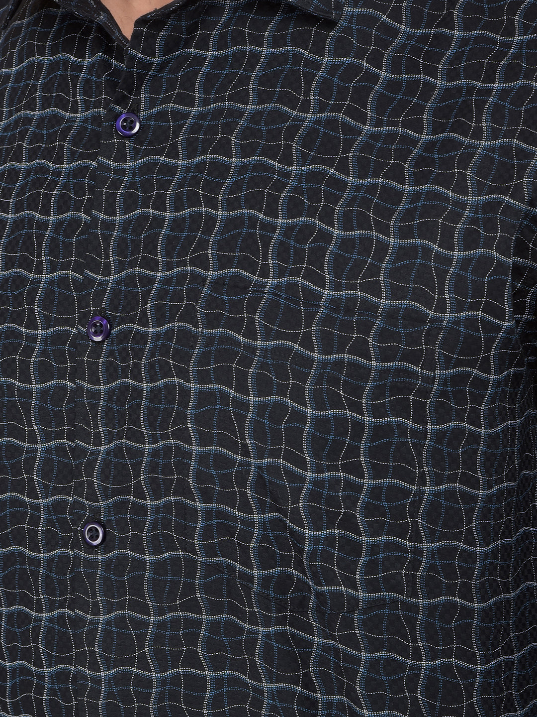 Black Printed 100% Cotton Shirt-Men Shirts-Crimsoune Club