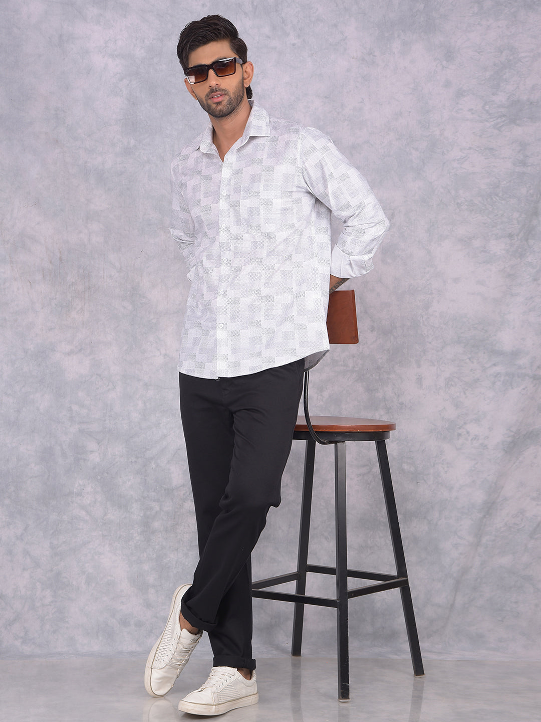 Grey Printed Shirt-Men Shirts-Crimsoune Club