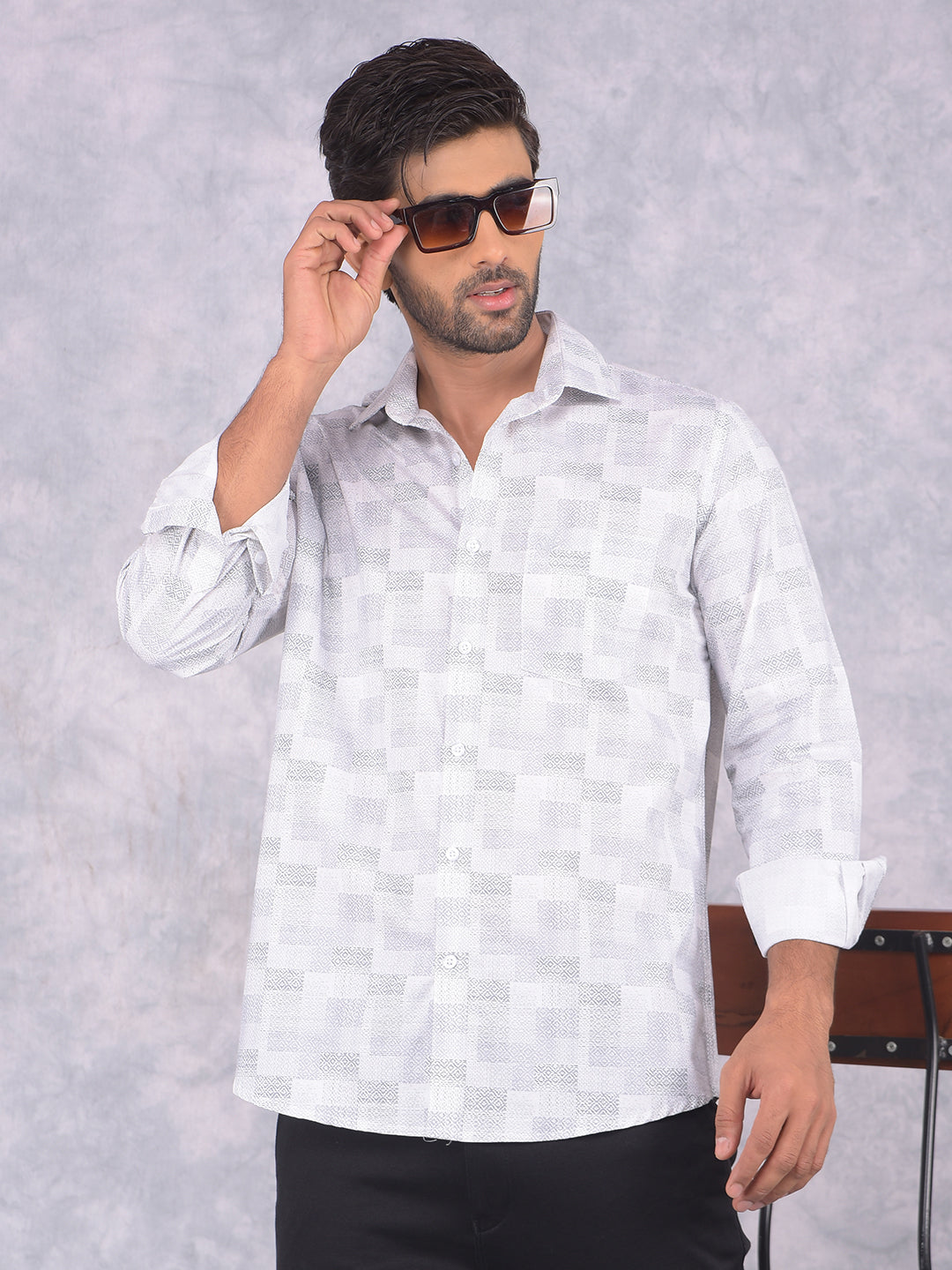 Grey Printed Shirt-Men Shirts-Crimsoune Club