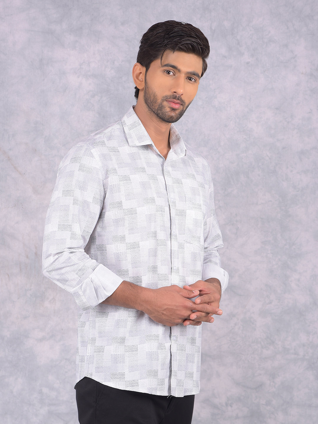 Grey Printed Shirt-Men Shirts-Crimsoune Club