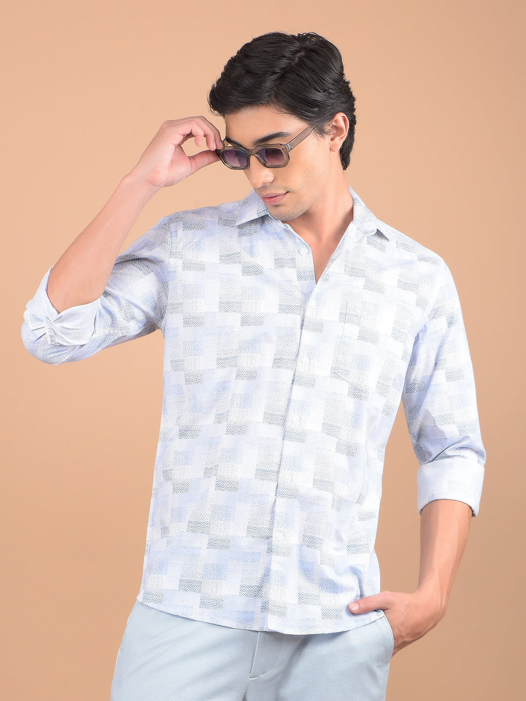 Blue Checked Shirt-Men Shirts-Crimsoune Club