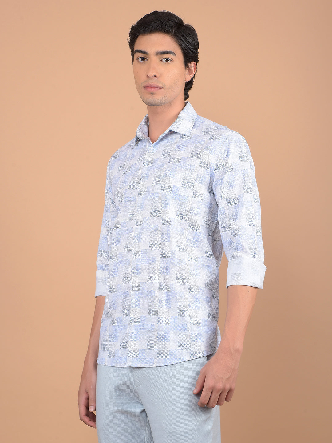 Blue Checked Shirt-Men Shirts-Crimsoune Club