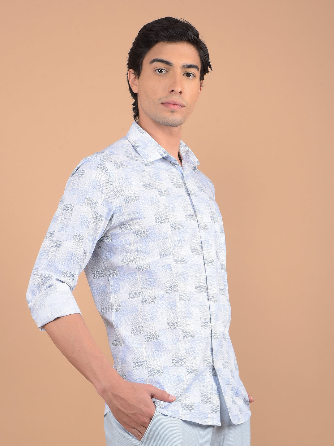 Blue Checked Shirt-Men Shirts-Crimsoune Club