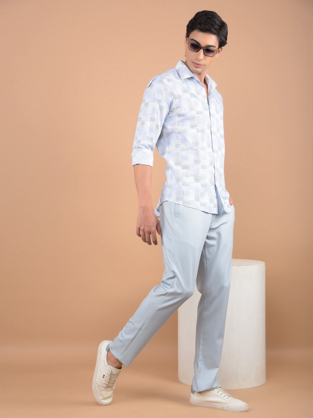 Blue Checked Shirt-Men Shirts-Crimsoune Club