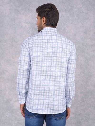 Blue Checked 100% Cotton Shirt-Men Shirts-Crimsoune Club