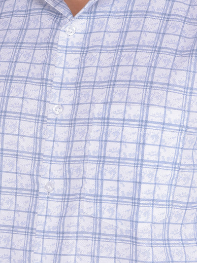 Blue Checked 100% Cotton Shirt-Men Shirts-Crimsoune Club