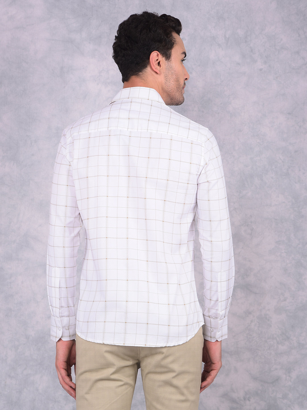 White Checked 100% Cotton Shirt-Men Shirts-Crimsoune Club