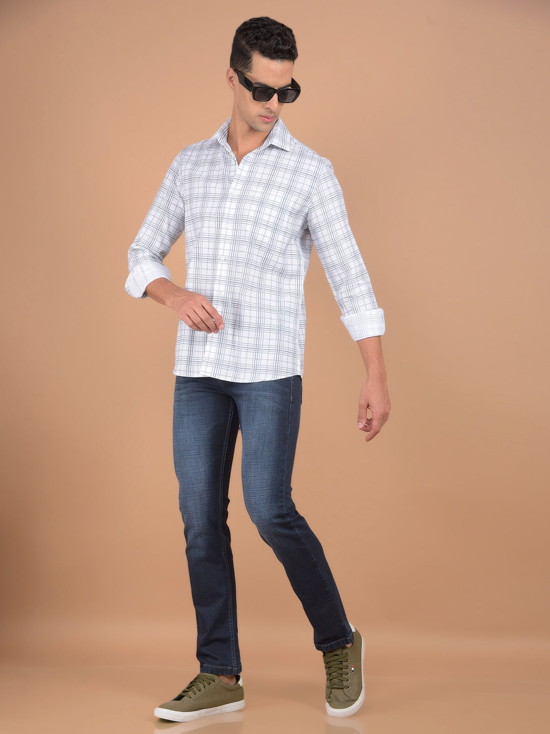 White Checked 100% Cotton Shirt-Men Shirts-Crimsoune Club