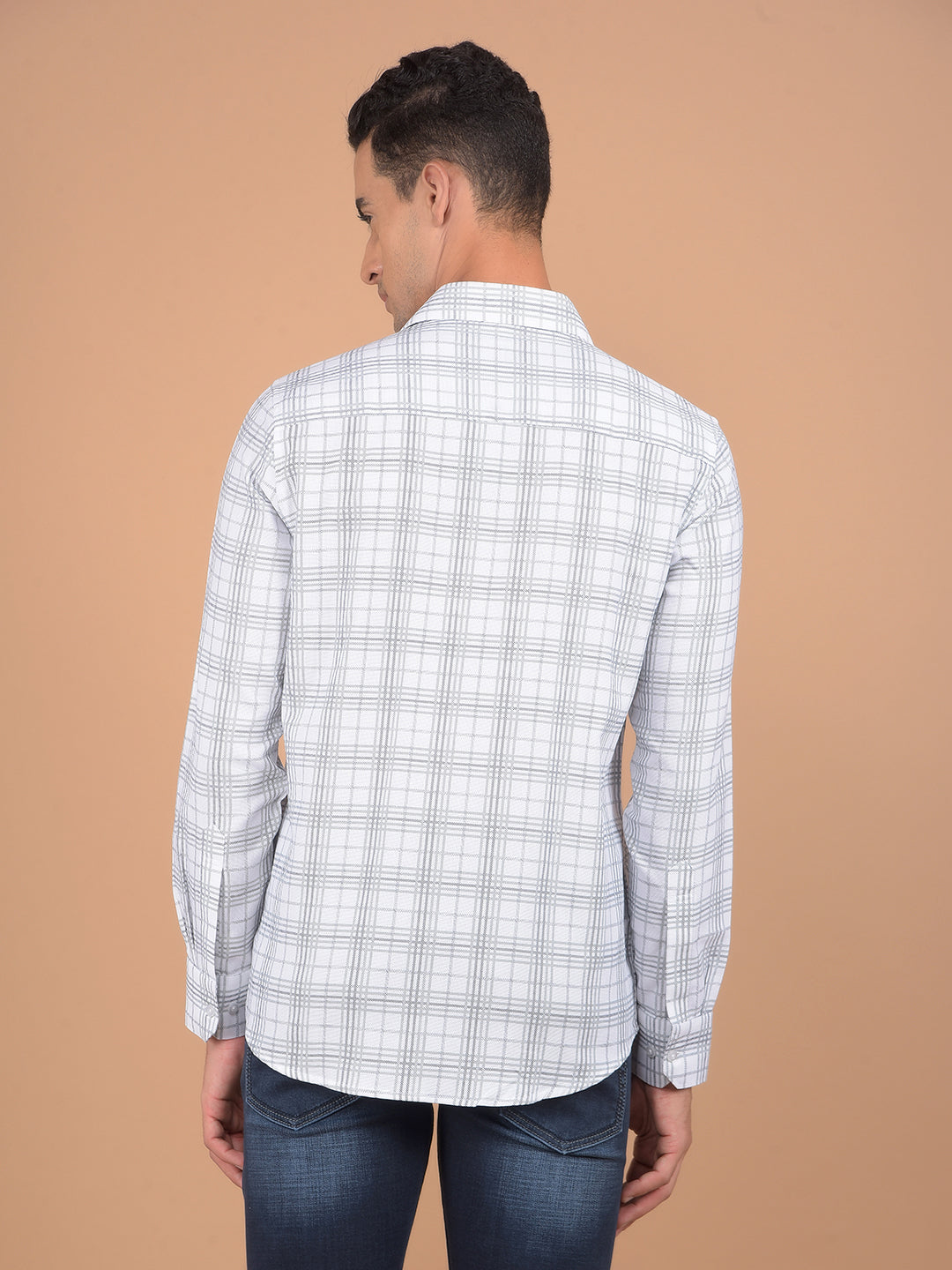 White Checked 100% Cotton Shirt-Men Shirts-Crimsoune Club