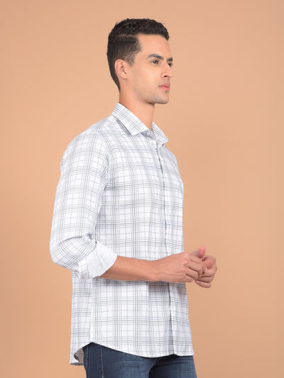 White Checked 100% Cotton Shirt-Men Shirts-Crimsoune Club