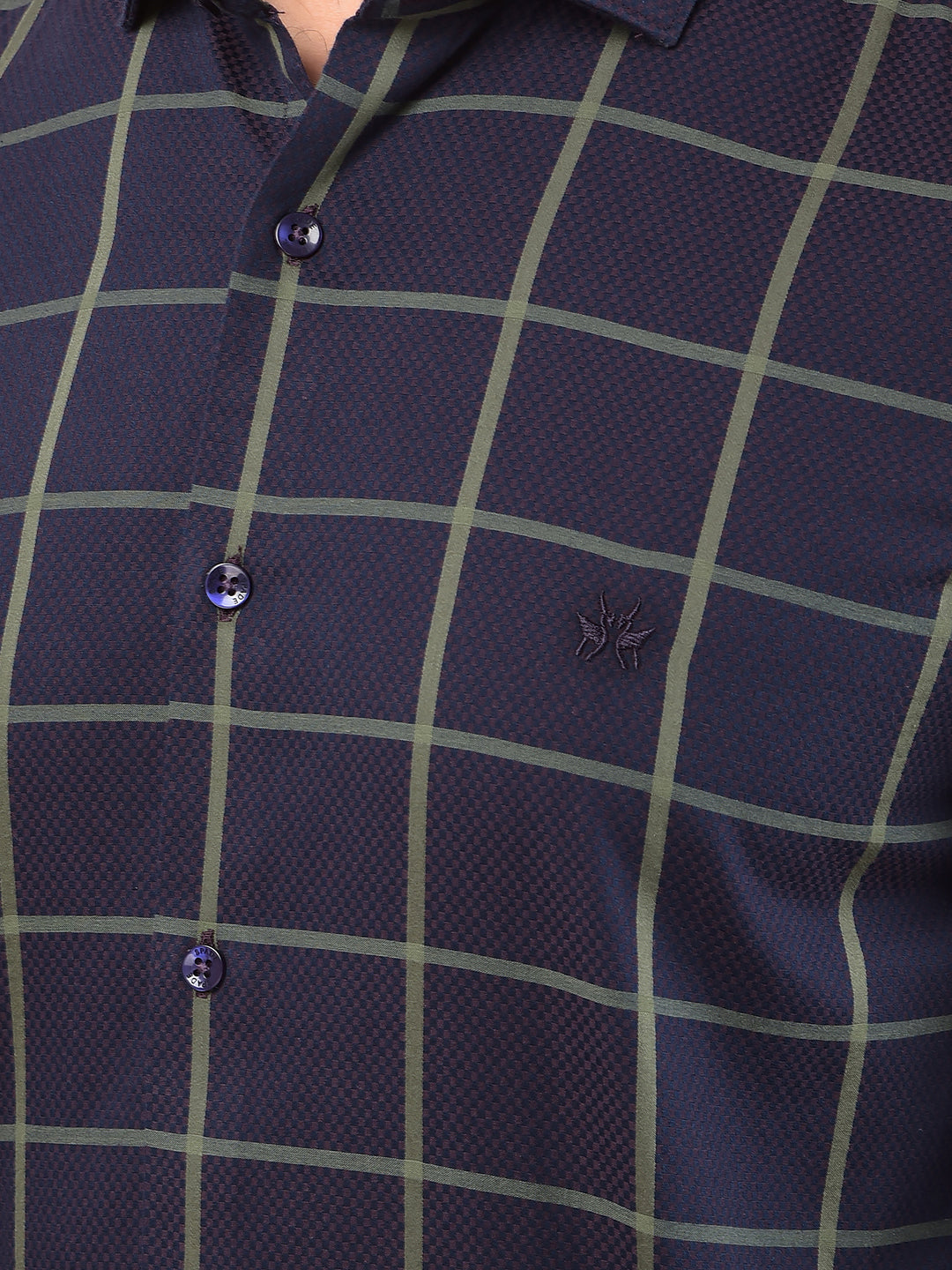 Brown Windowpane Check 100% Cotton Shirt