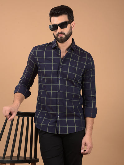 Brown Windowpane Check 100% Cotton Shirt