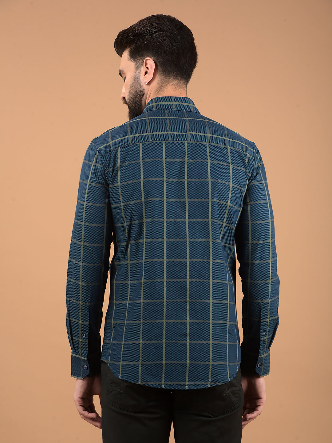 Green Windowpane Check 100% Cotton Shirt