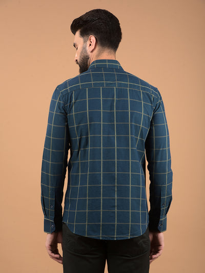 Green Windowpane Check 100% Cotton Shirt